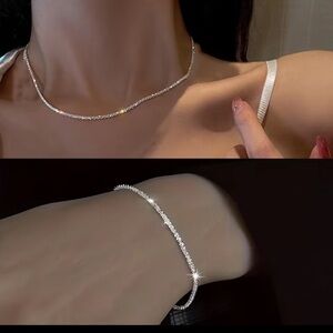 Elegant Silver Necklace and Bracelet Set